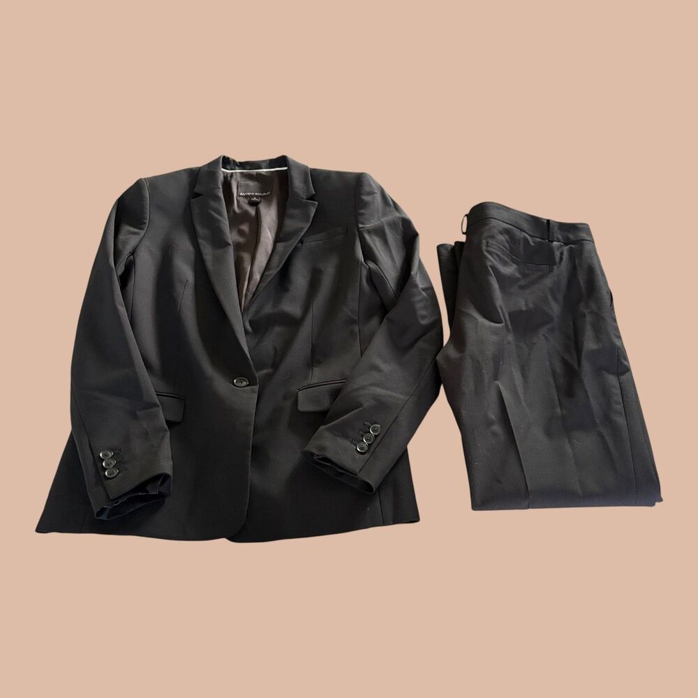 Banana Republic 2 Piece Suit Womens 6 Short Black Notch Lapel Single Breasted